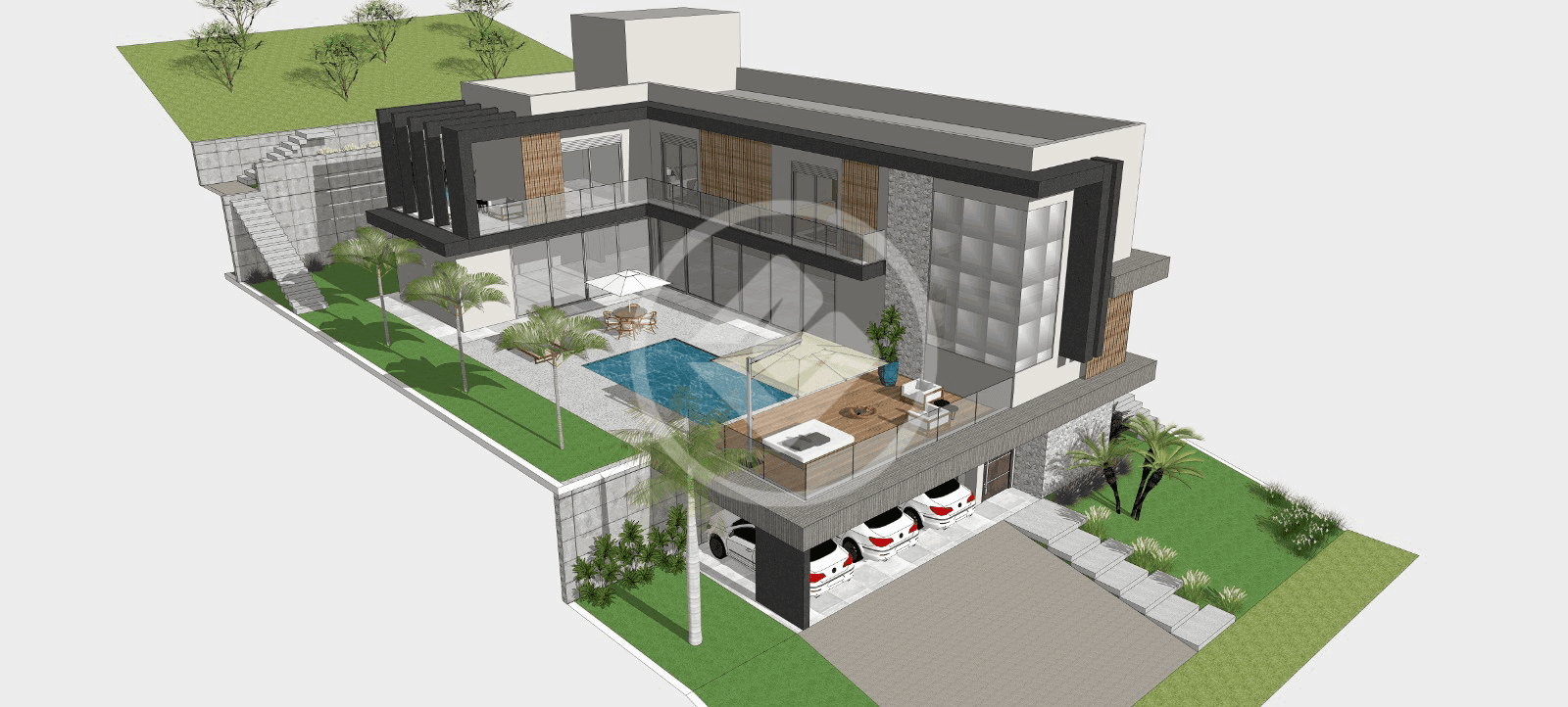 Vende-se casa em construção no Campo de Toscana, com 4 suites, piscina e elevador.
