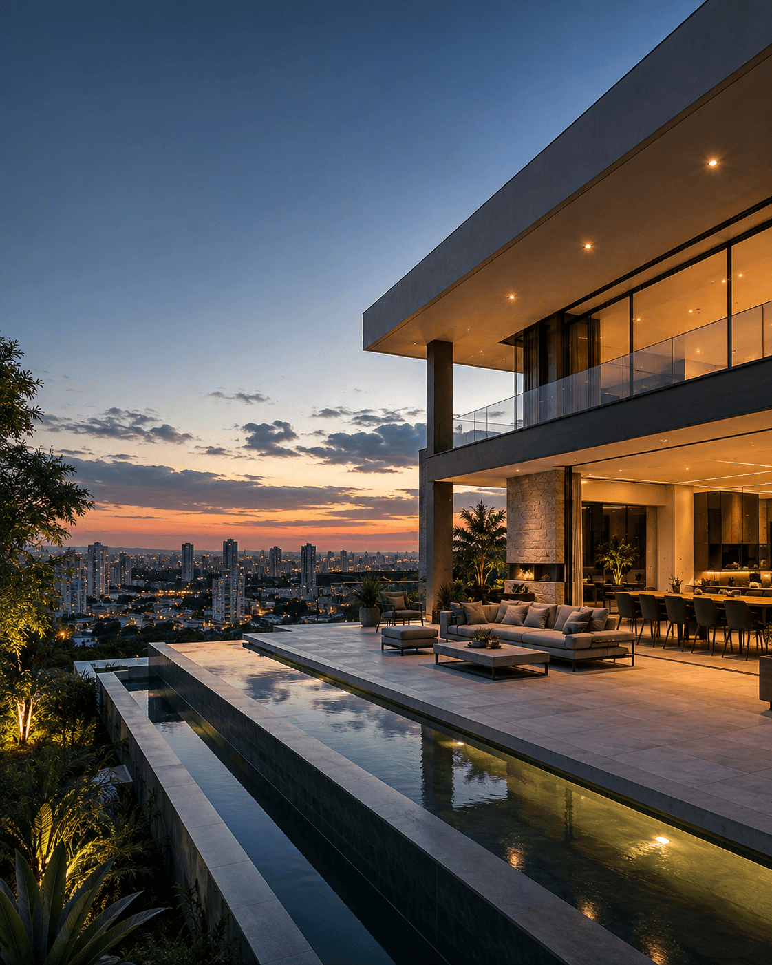 Imóvel de alto padrão em Belo Horizonte, vista panorâmica ao entardecer