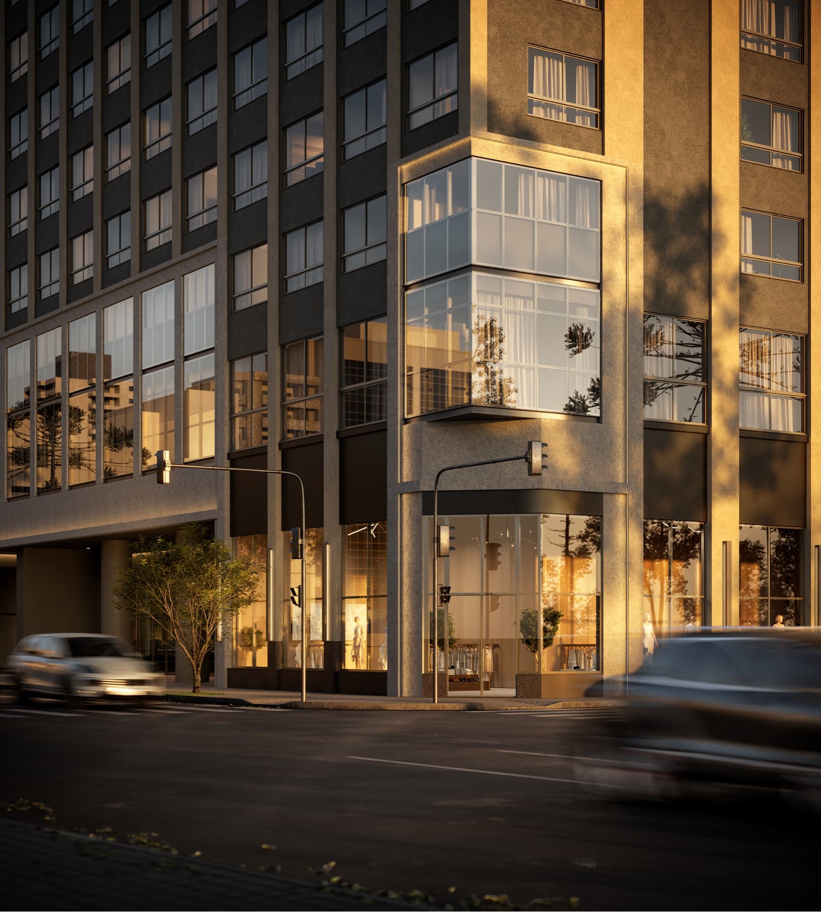Embasamento do New Yorker com comércio no térreo, Centro de Curitiba